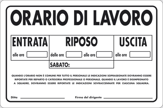 ORARIO DI LAVORO